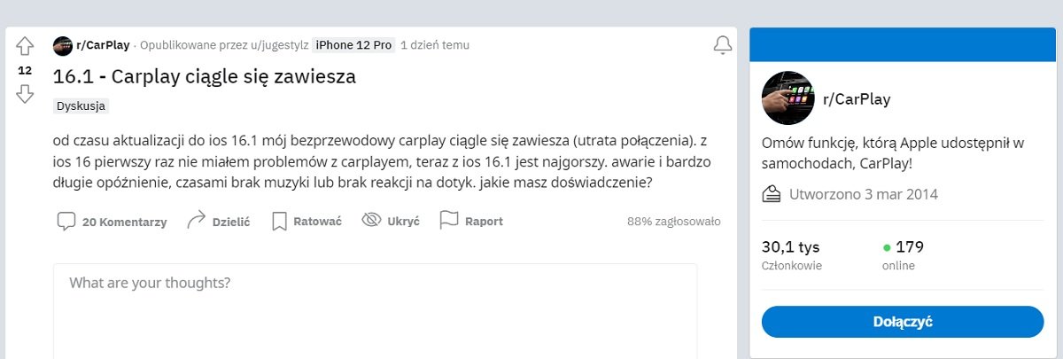 carplay awaria