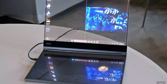 Lenovo Project Crystal to pierwszy na świecie laptop z przezroczystym wyświetlaczem microLED